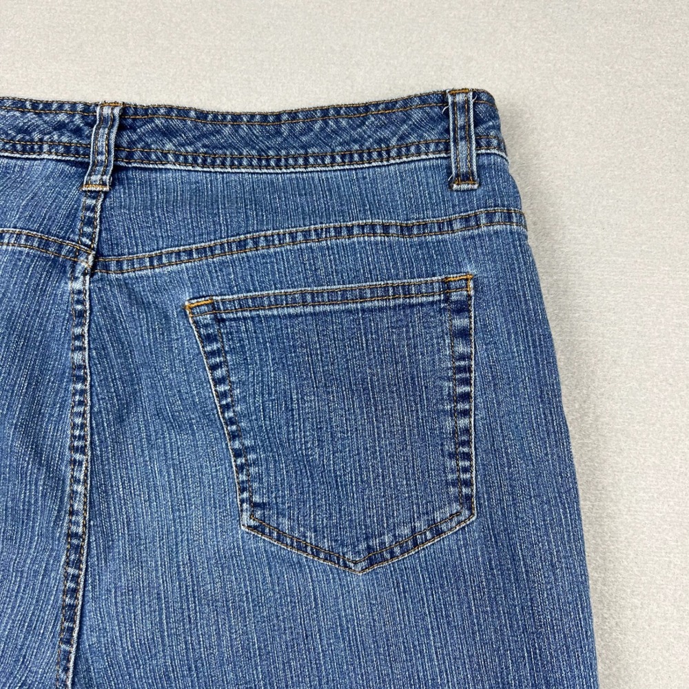 Vintage Bill Blass Women 14P Blue Wash Straight Leg Stretch Slub Denim Jeans UAE - Picture 6 of 9